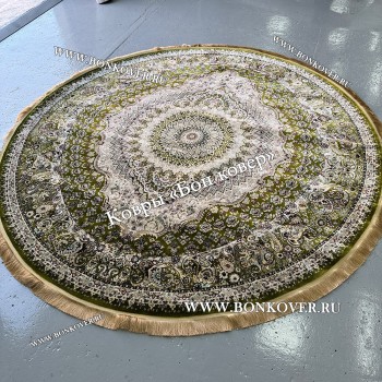 Восточный Ковер Для Гостиной Медальон Дизайн 30298 Зеленый круг