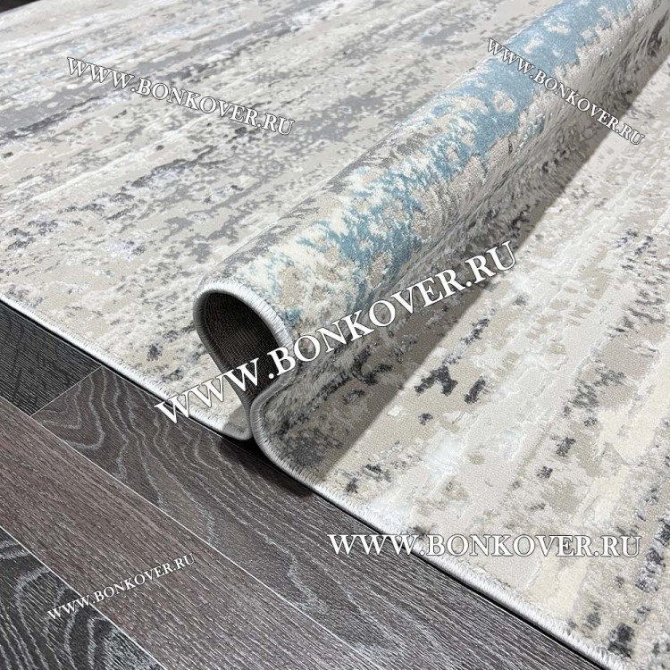 Ковер Турция Современный Дизайн 05 Серый с Голубым Круг