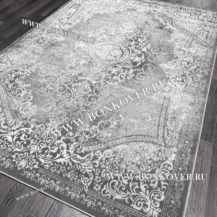 Современный Турецкий Ковер Дизайн 188 Серый с Белым