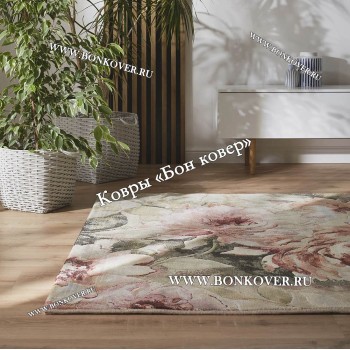 Бельгийский Высокоплотный Ковер с Цветами Арт 28111 Зеленый