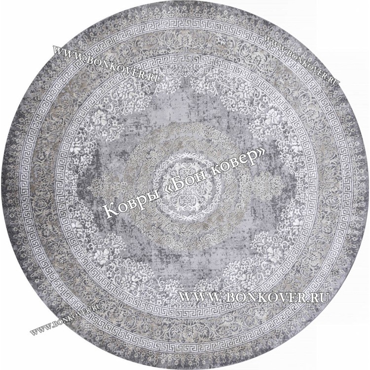 Классический ковер дизайн 93 Серый с коричневым круг