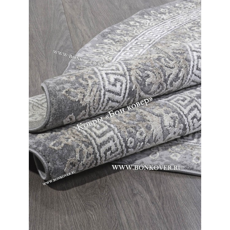 Классический ковер дизайн 93 Серый с коричневым круг