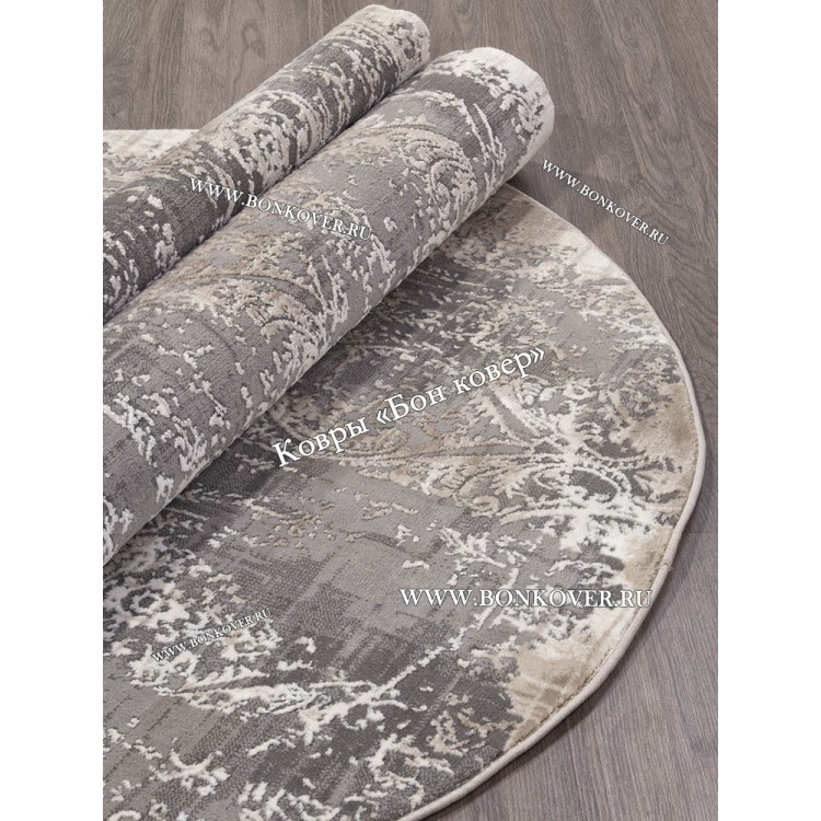 Абстрактный ковер дизайн 99 коричневый с серым овал