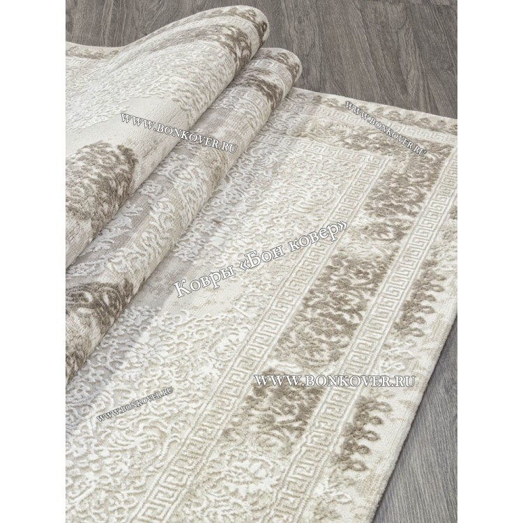 Классический ковер дизайн 104 Белый с бежевым