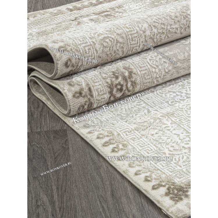 Классический ковер дизайн 104 Белый с бежевым